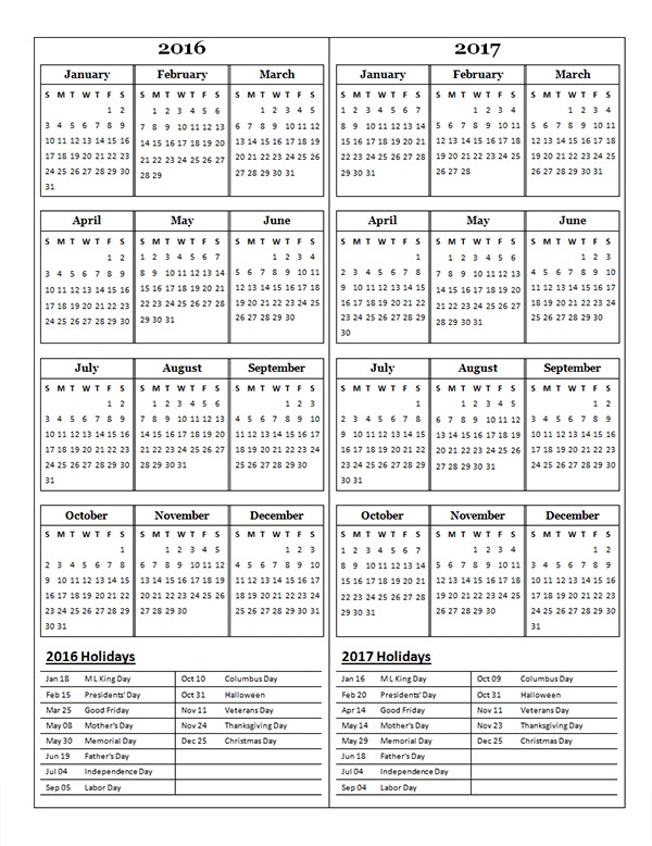 Unique 2 Year Printable Calendar 