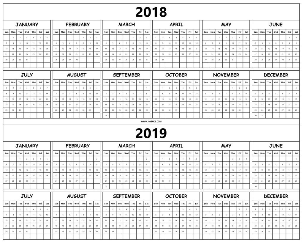 Awesome 2018 and 2019 Calendar Printable | Free Printable Calendar Monthly