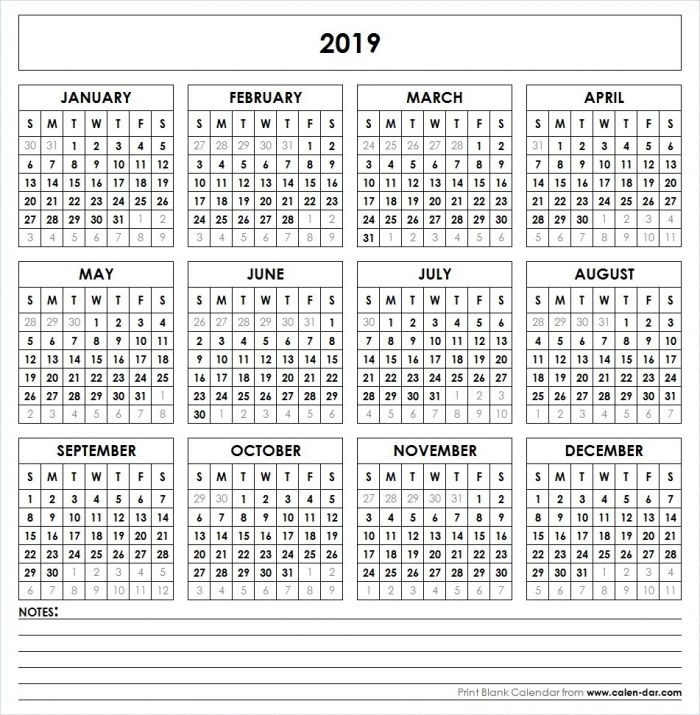 New 2019 Blank Printable Calendars | Free Printable Calendar Monthly