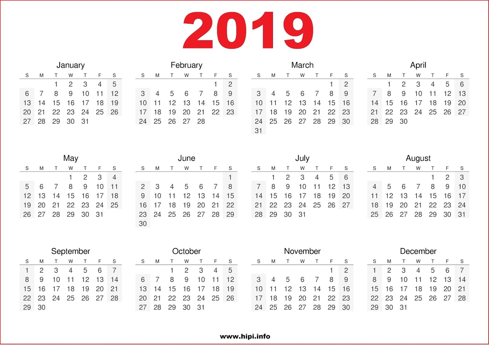 2019 Calendar Printable Free Twitter Headers Covers Wallpapers Calendars