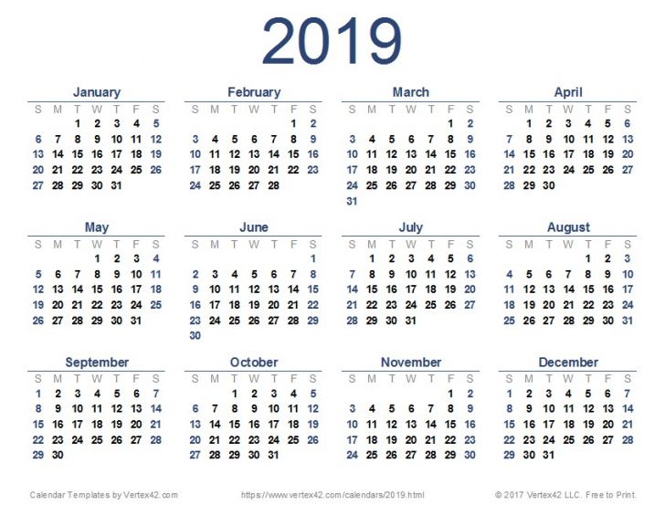 Awesome 2019 Calendar Yearly Printable | Free Printable Calendar Monthly