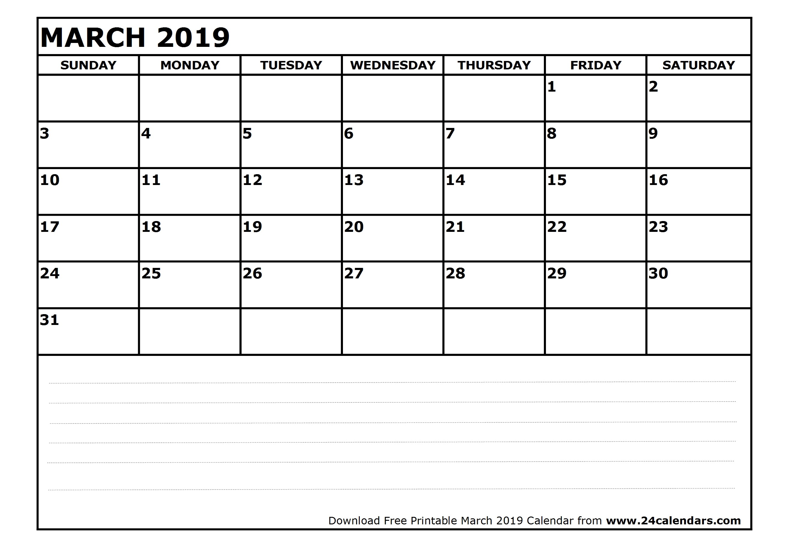 2019 March Calendar Printable March 2019 Calendar Printable