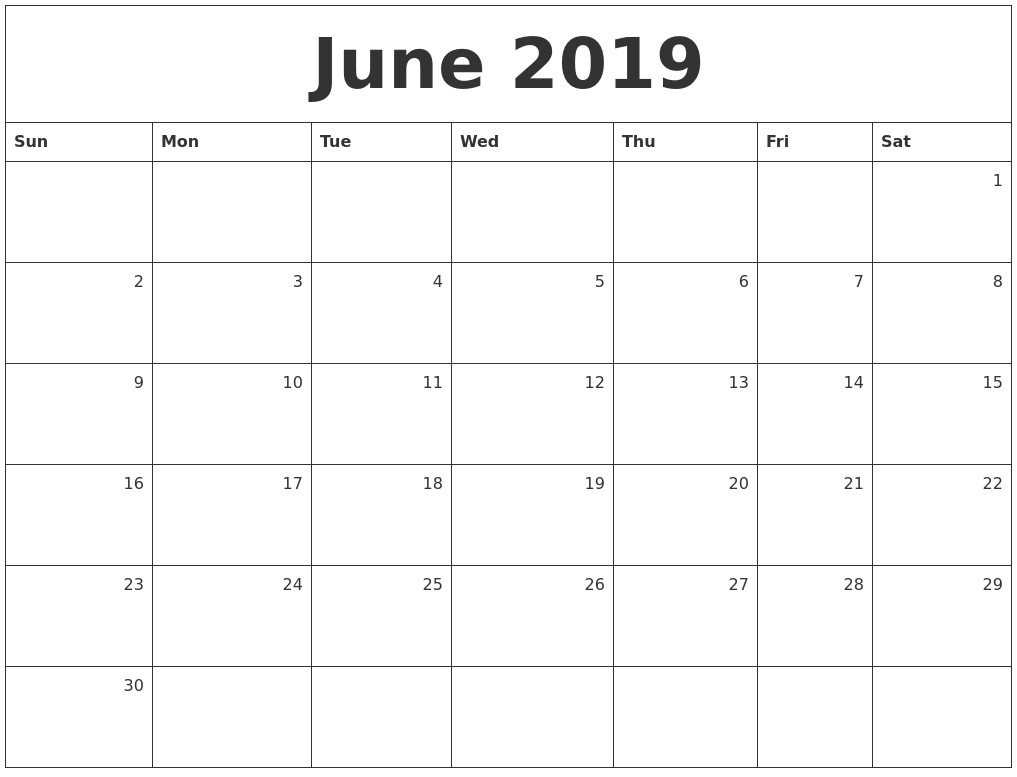 2019 Printable Calendar Monthly January 2019 Calendar