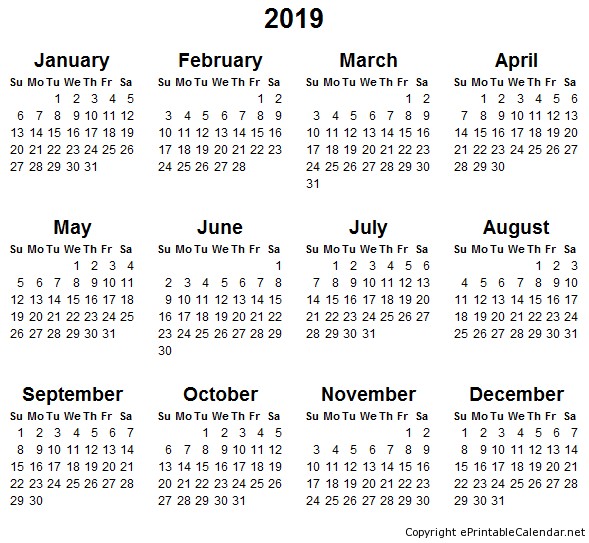 Fresh 2019 Printable Free Calendar | Free Printable Calendar Monthly