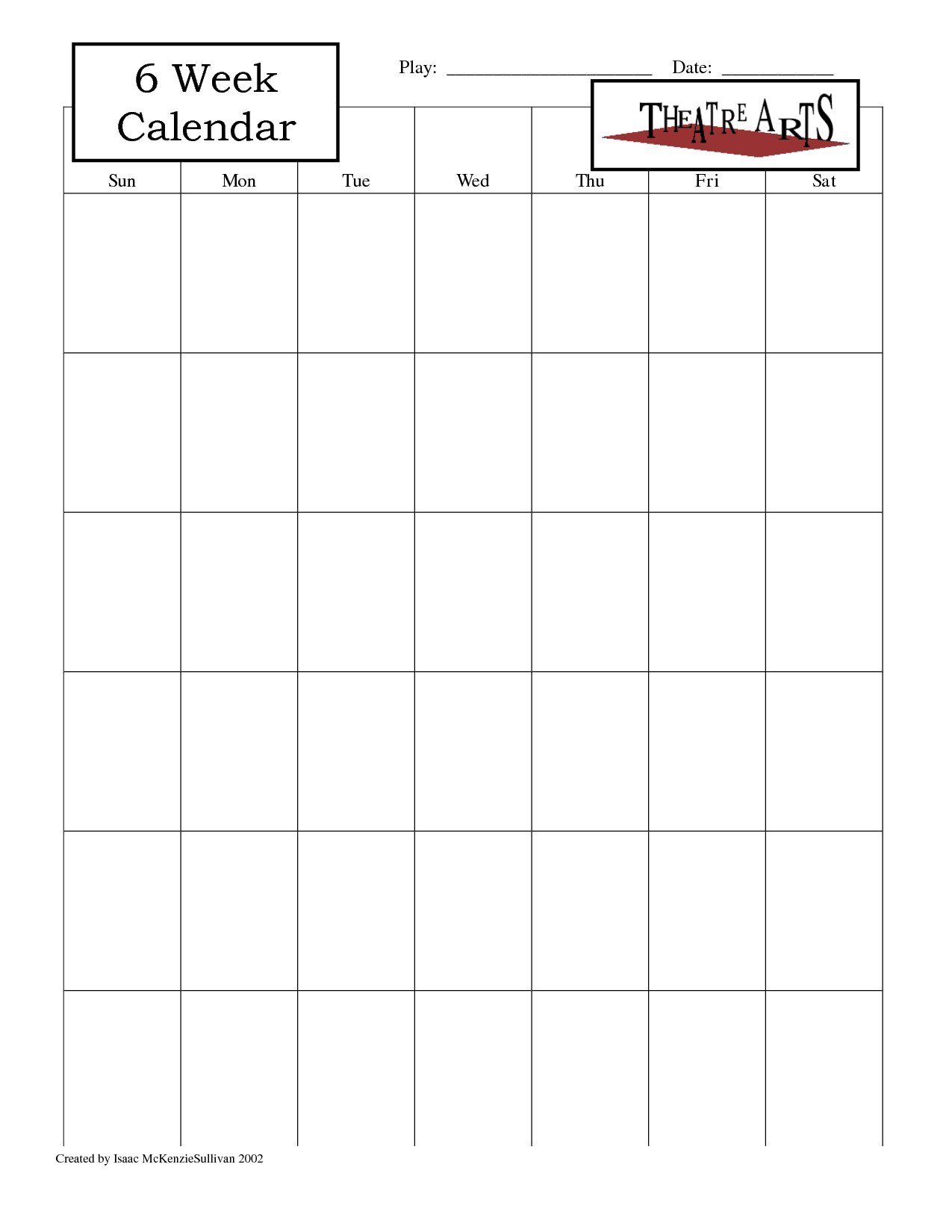 post 6 week blank calendar printable