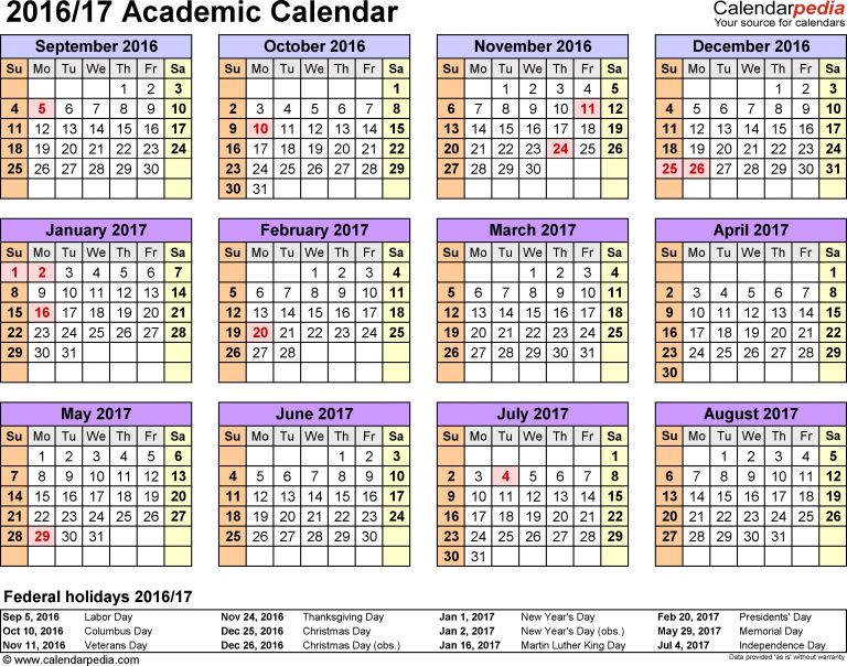 Lovely Academic Calendar Printable | Free Printable Calendar Monthly