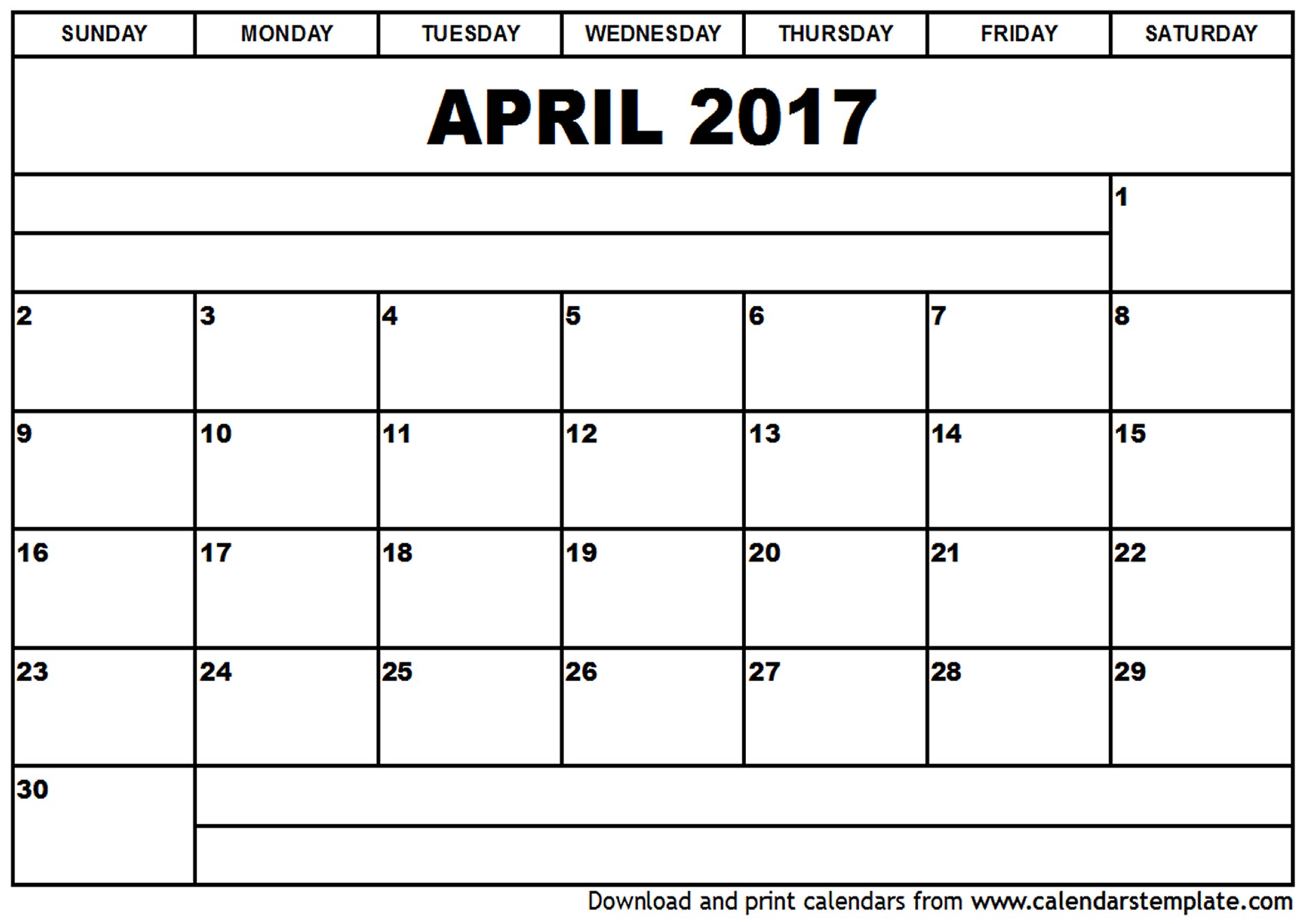 April Printable Calendar April 2017 Calendar Template