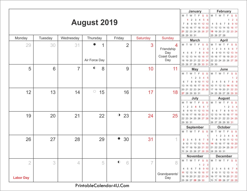 August 2019 Calendar Printable Pdf August 2019 Calendar Printable with Holidays Pdf and Jpg