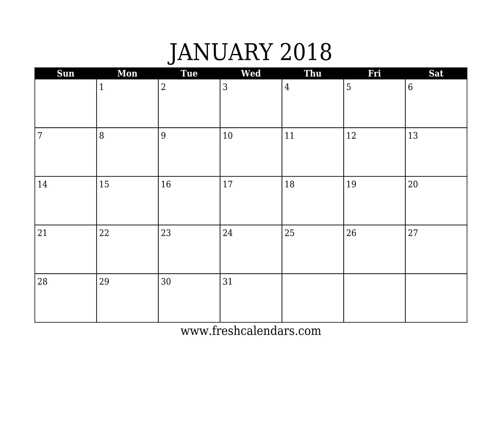 calendar 2018 template