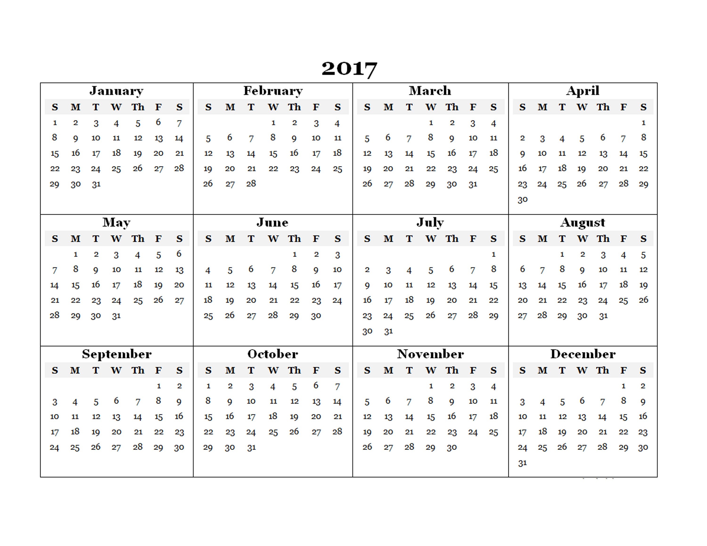 printable calendar free