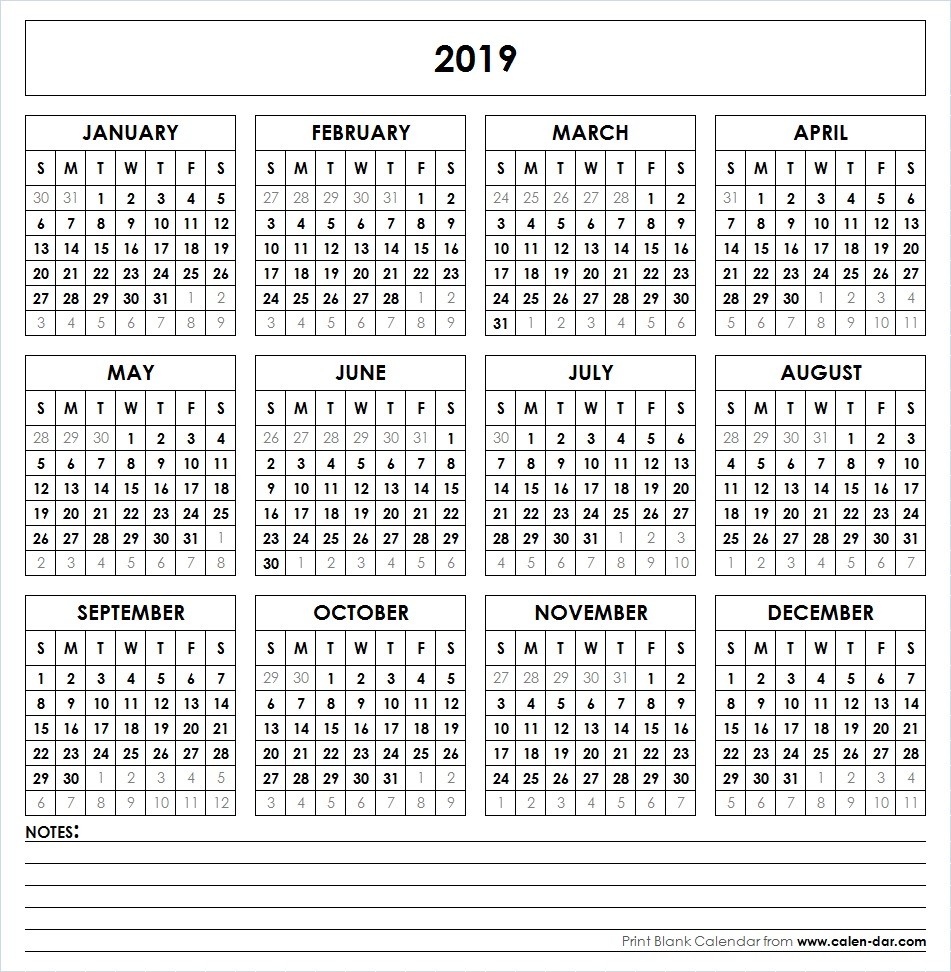 Lovely Blank 2019 Calendar Printable | Free Printable Calendar Monthly