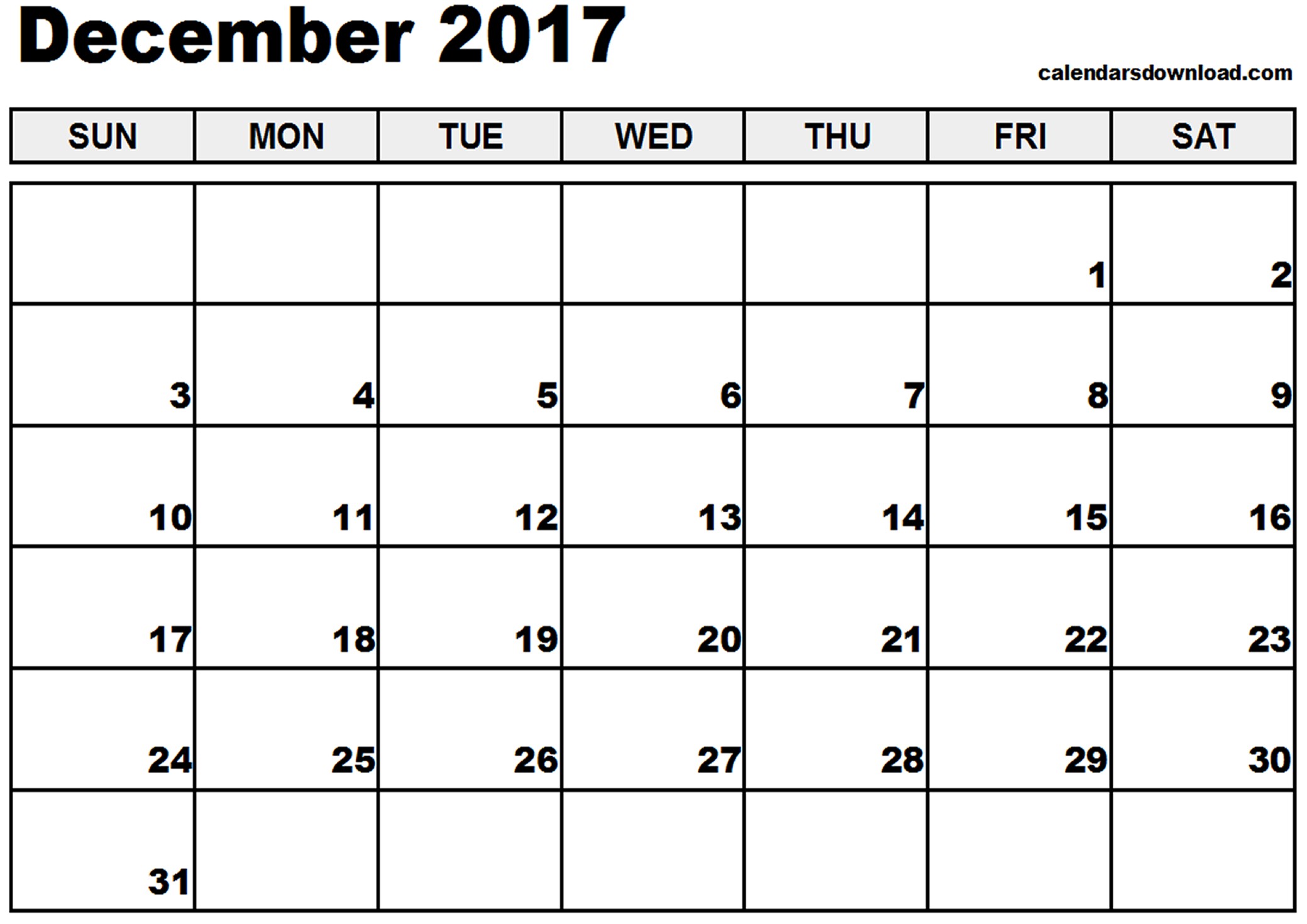 blank december 2017 calendar 4023