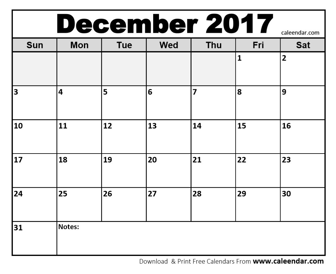 december 2017 calendar