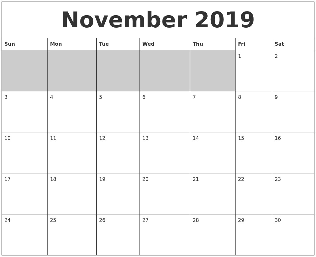 blank printable calender