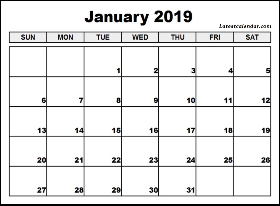 Blank Printable 2019 Calendar Free Printable January 2019 Blank Templates