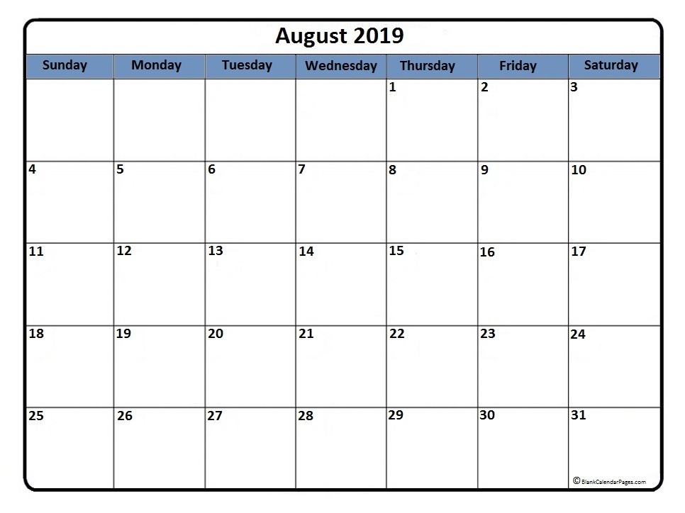 CAL=August 2019 calendar