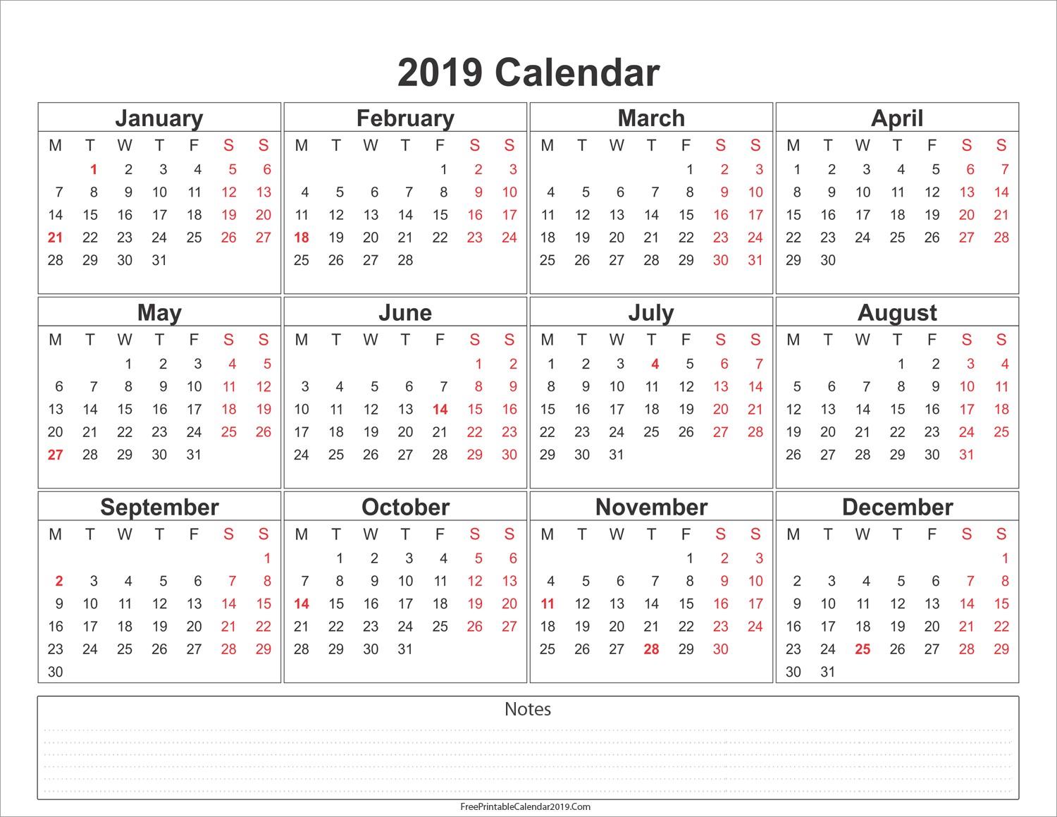 freeprintablecalendar2019