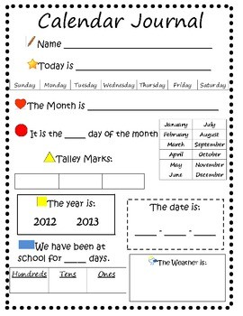 Calendar Math Printables Calendar Journal Math Worksheet by Abby Buettner