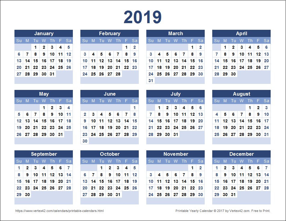 Calendar Printables 2019 2019 Calendar Templates and