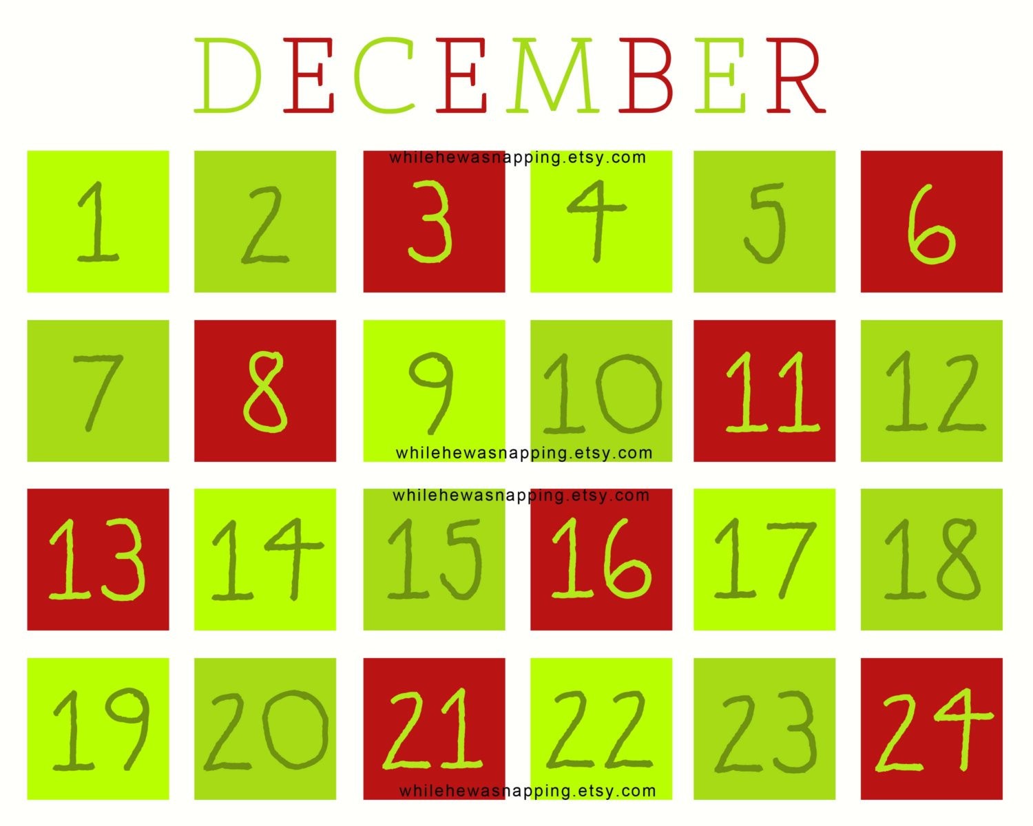 printable christmas countdown calendar