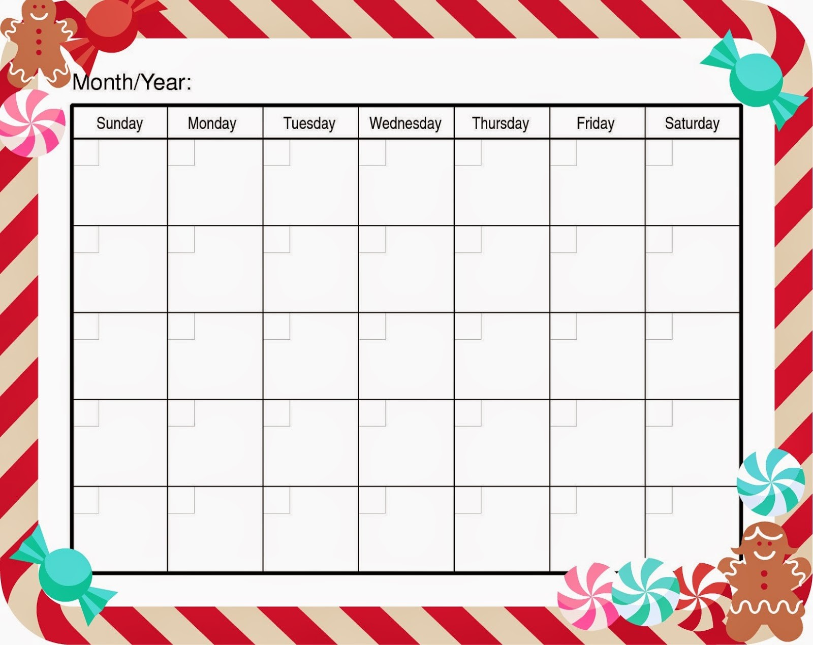 christmas blank calendar pdf