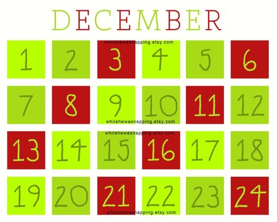 Custom Countdown Calendar Printable Christmas Countdown Printable Calendar with by