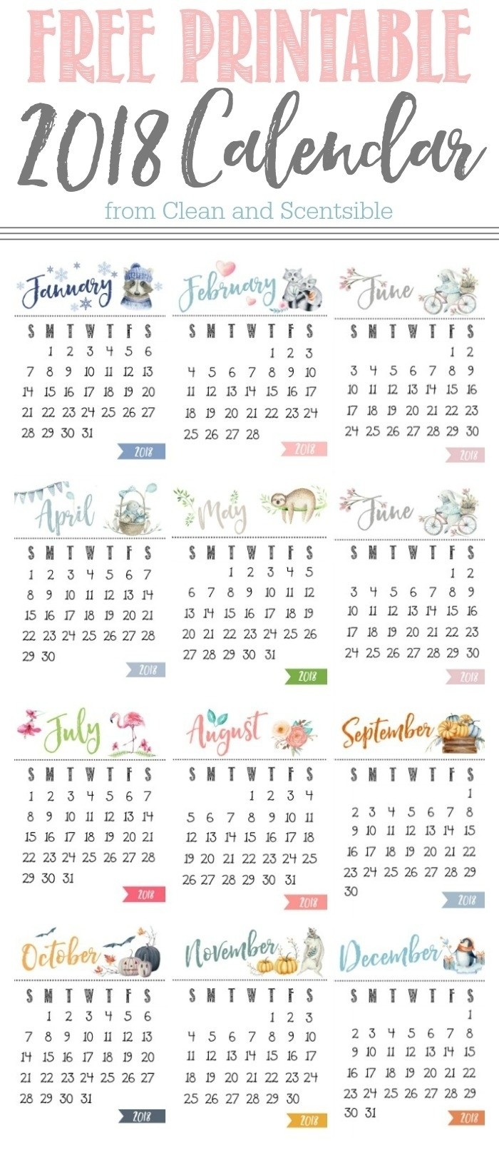 Cute Printable Calendars 2018 Cute Calendar Printable