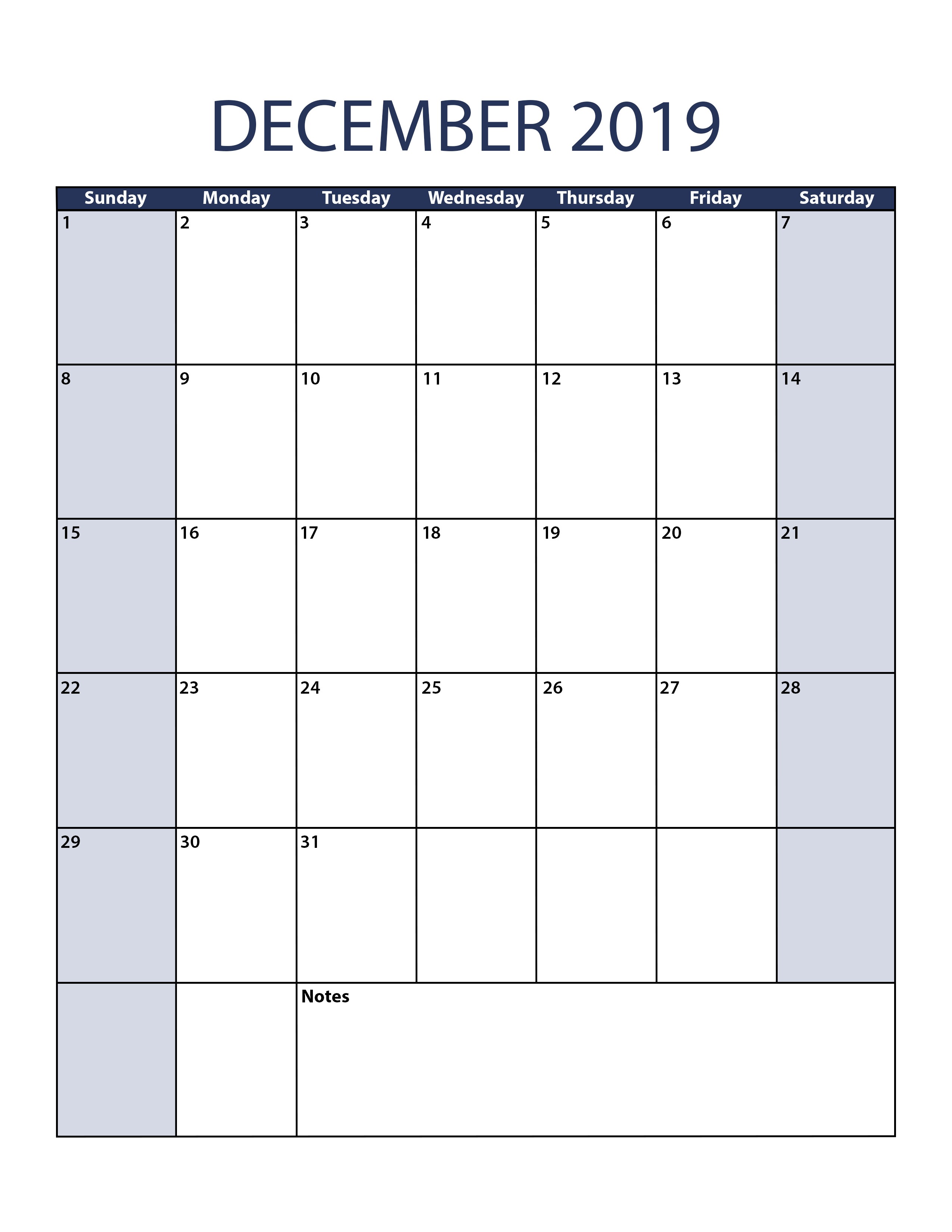 blank calendar month=December&year=2019