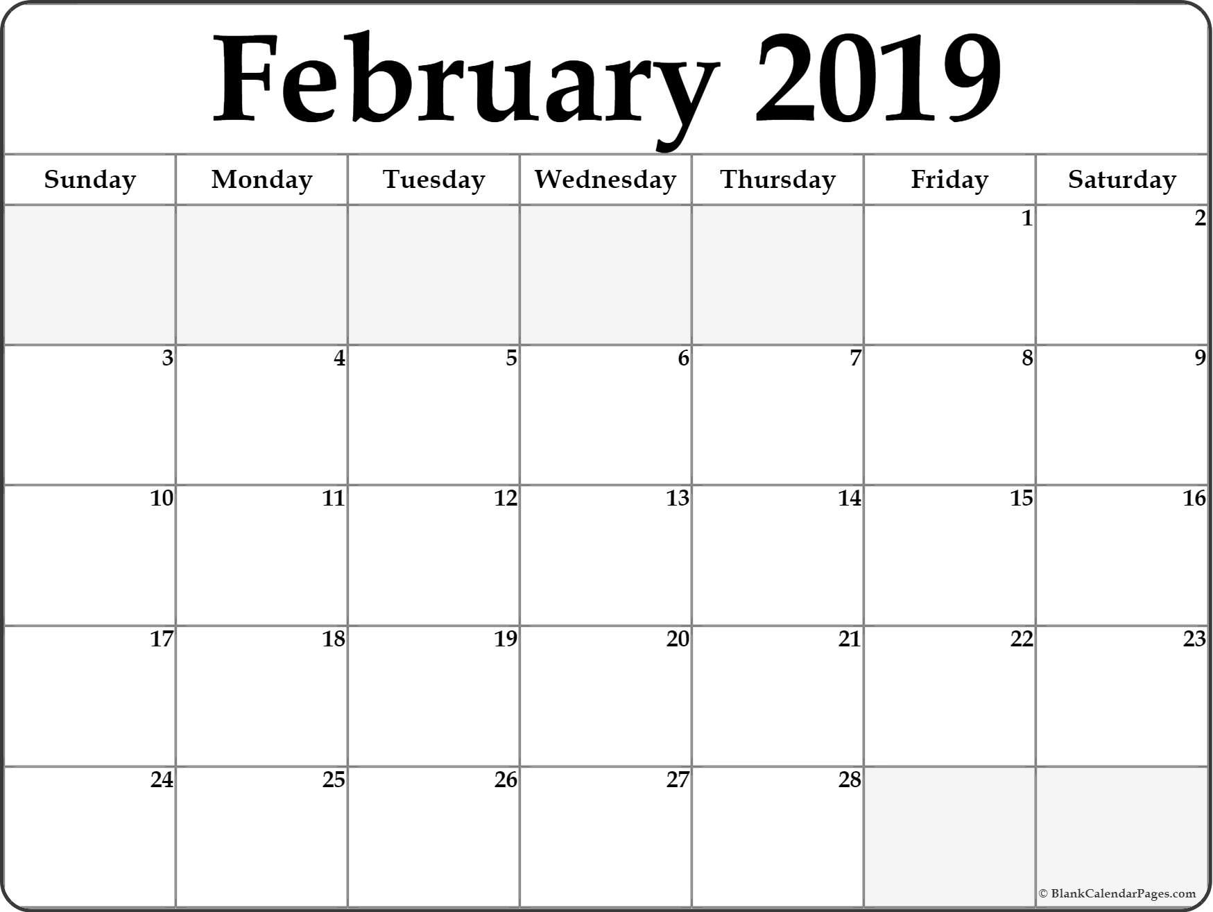 February 2019 Calendar Free Printable February 2019 Free Printable Blank Calendar Collection