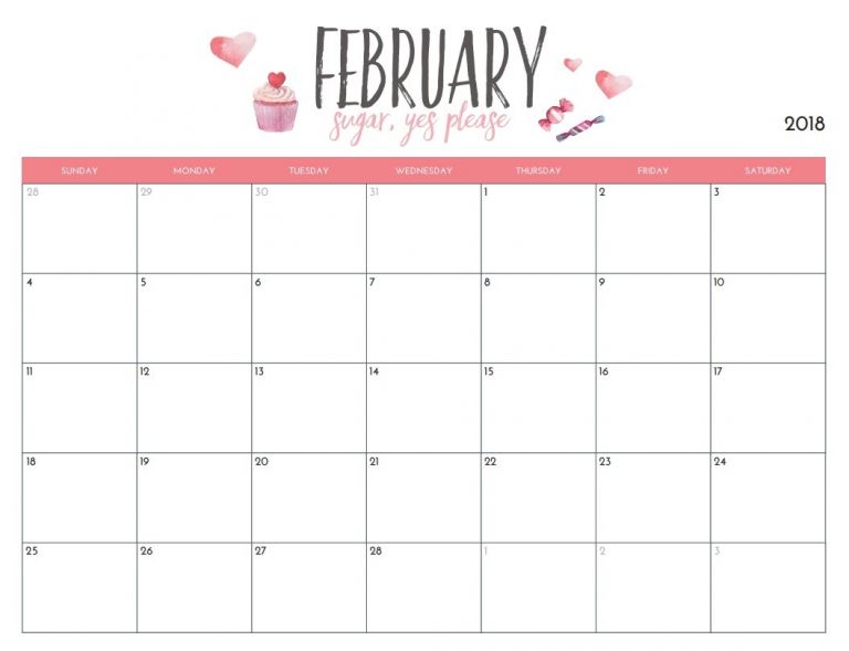 Lovely February Calendar Printable Free Printable Calendar Monthly