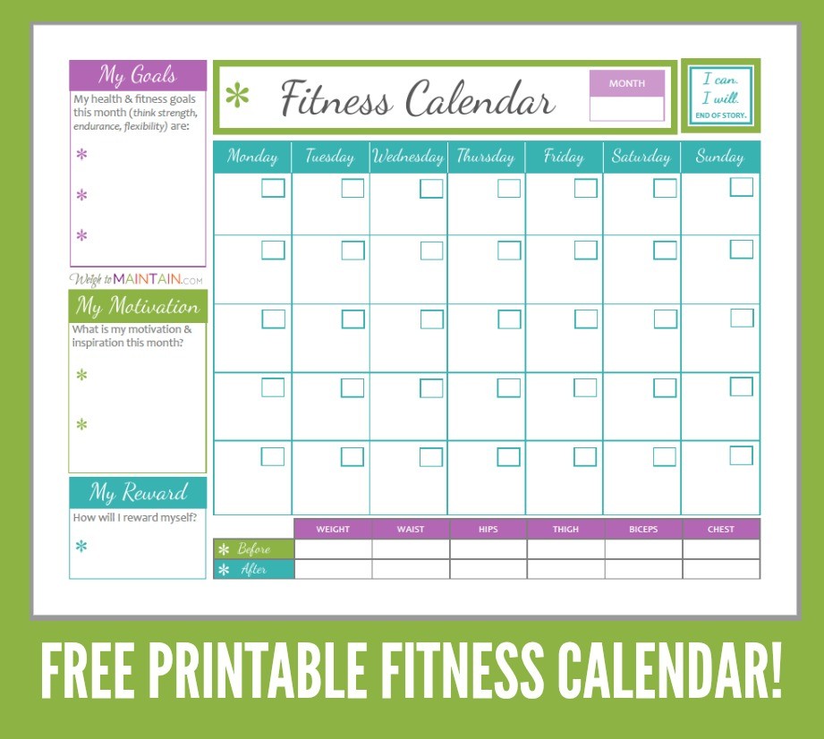 Lovely Fitness Calendar Printable Free Printable Calendar Monthly