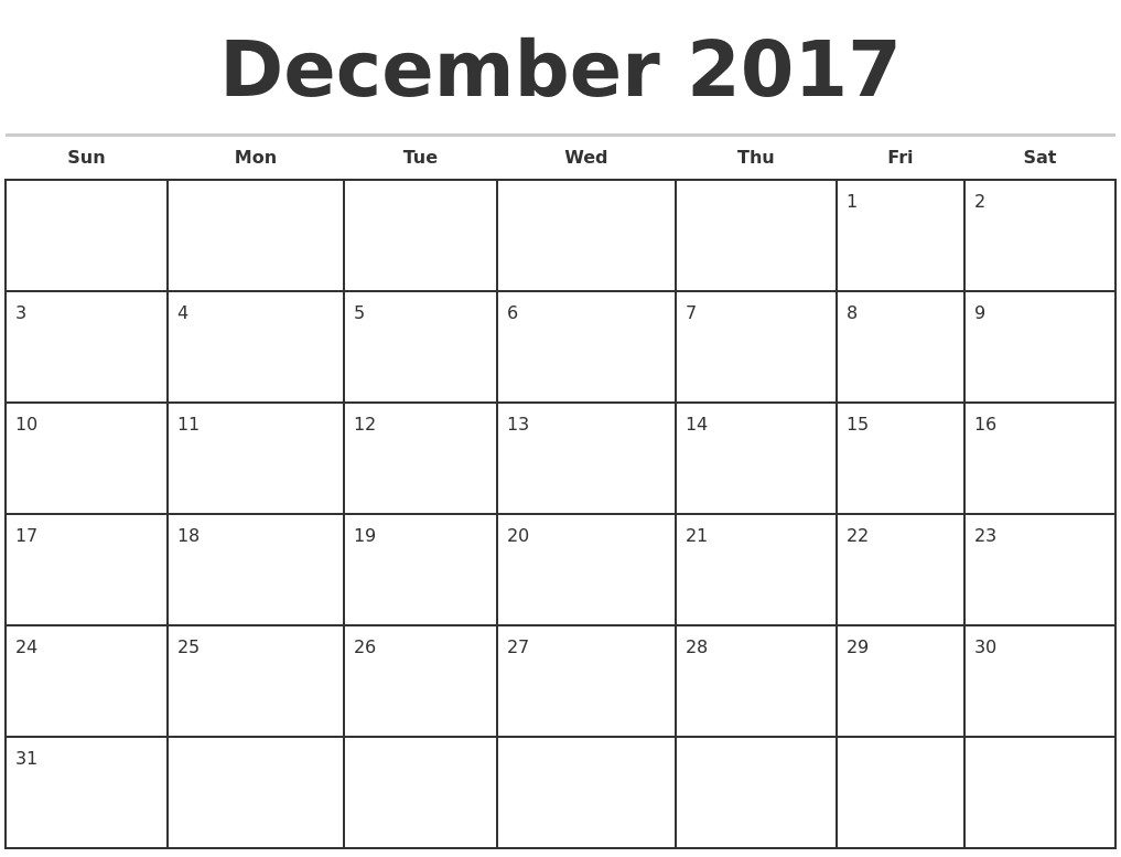 Free Calendar Templates Printable 2017 Monthly Calendar Template