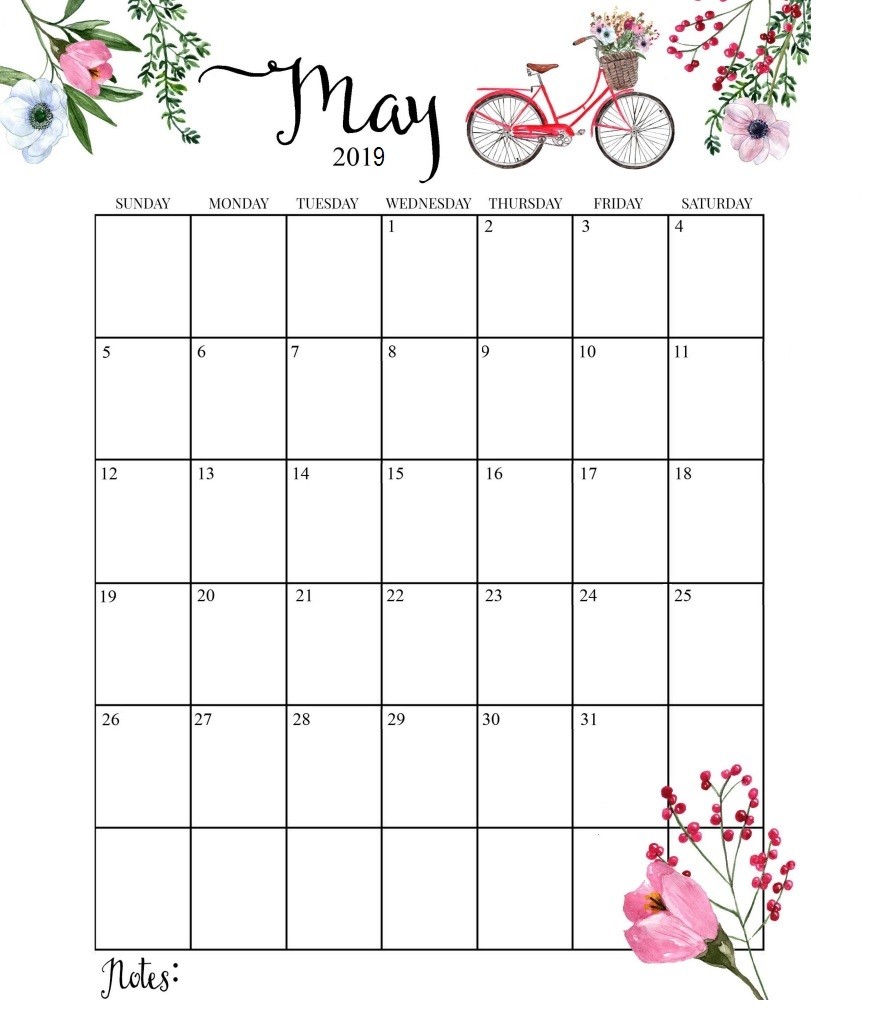 cute 2019 monthly calendar