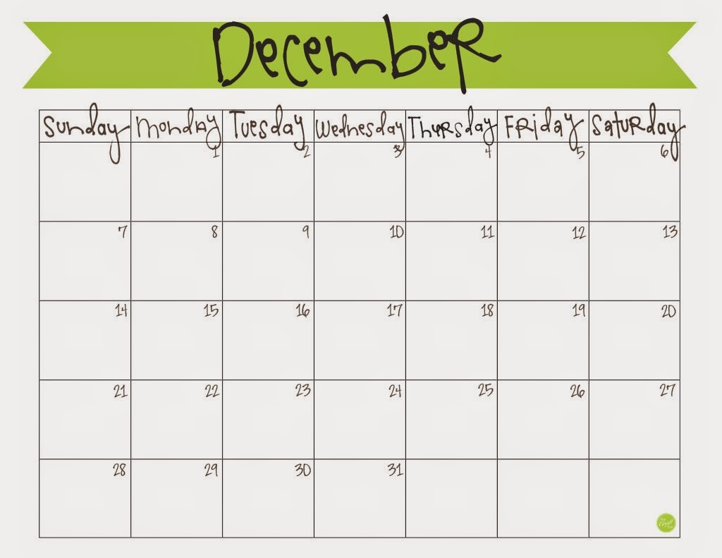 free printable calendar december 2013