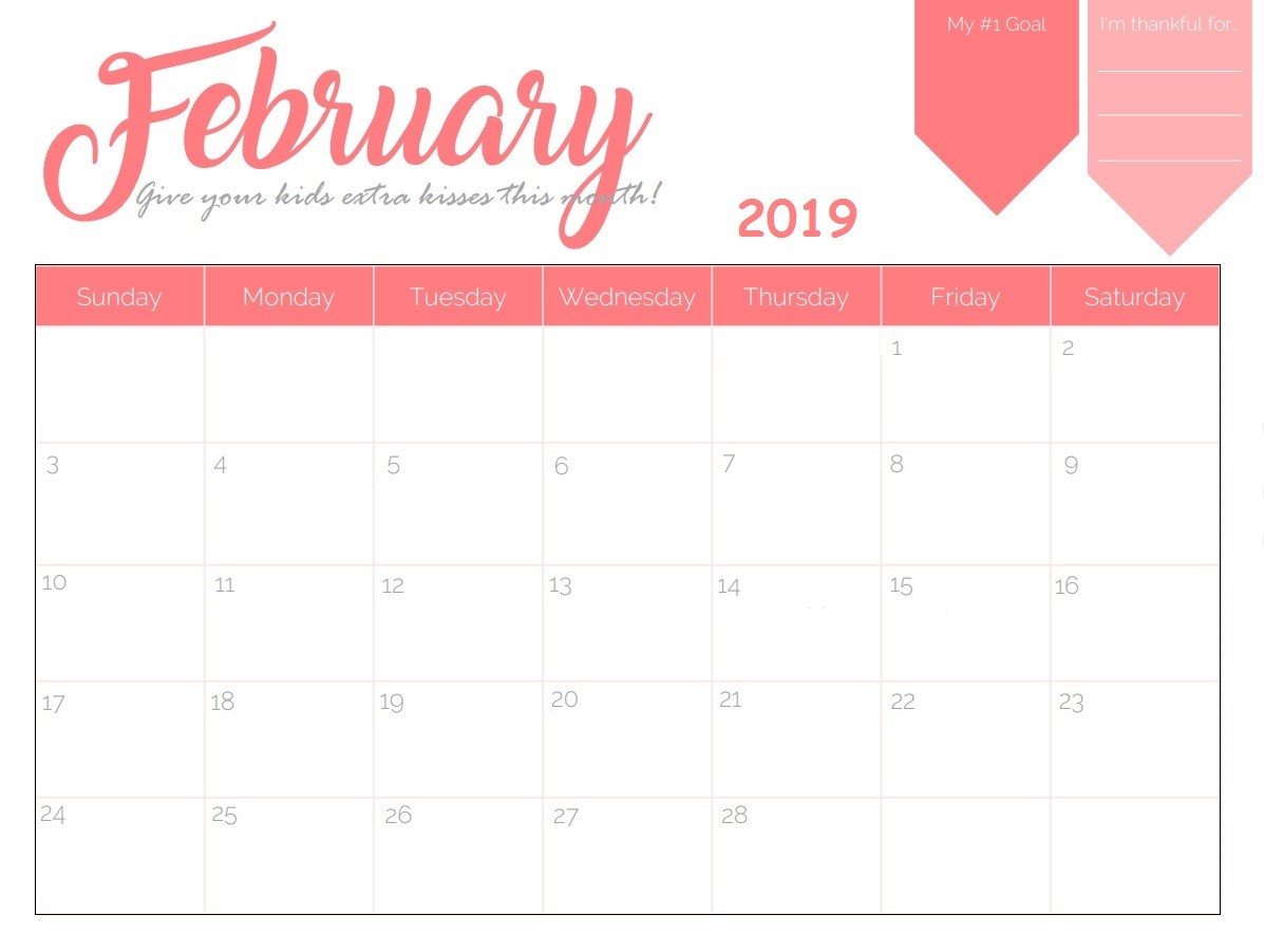 Free Monthly Calendar 2019 Printable Free Printable 2019 Monthly Calendar