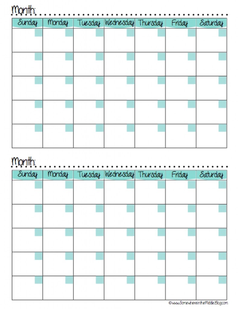 printable two month calendar template 2017