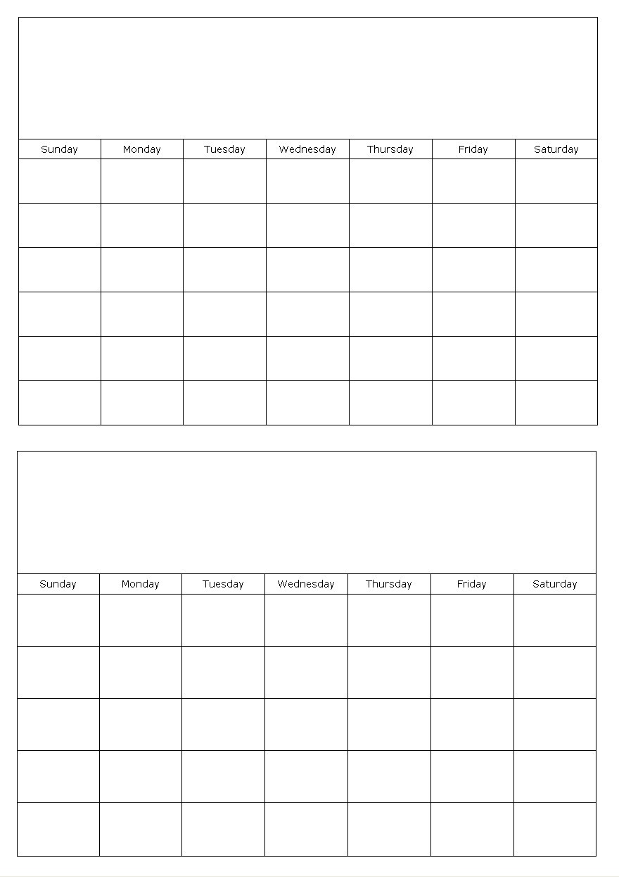 two months on a page blank calendar template