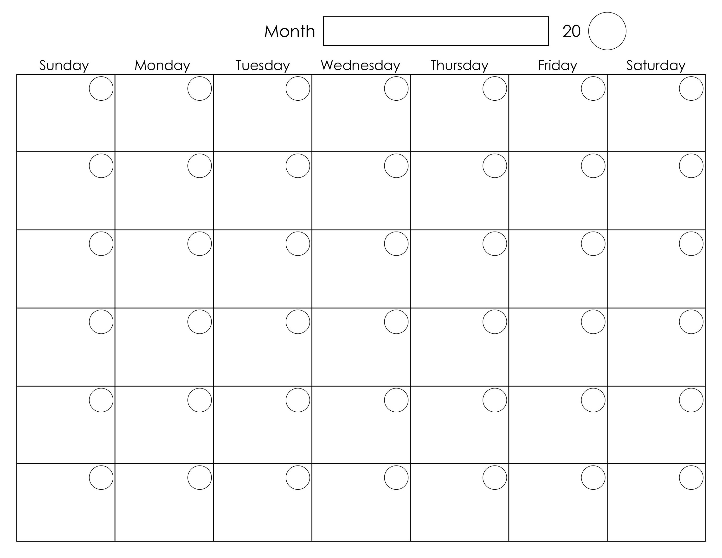 Free Printable Blank Calendar Printable Blank Monthly Calendar