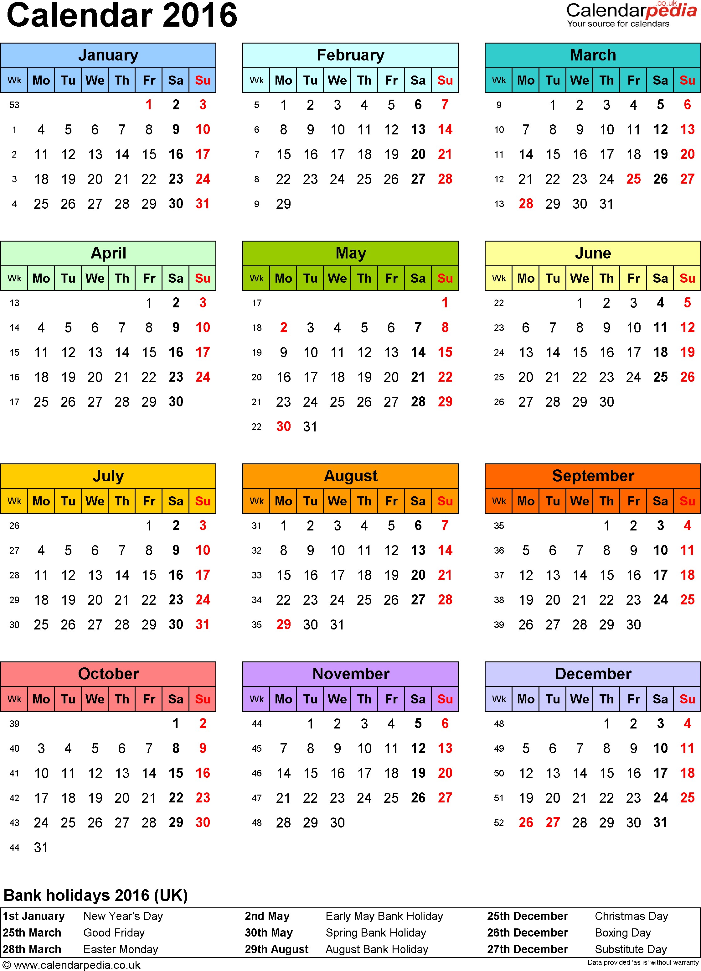 Free Printable Calendar Uk Calendar 2016 Uk 16 Free Printable Pdf Templates