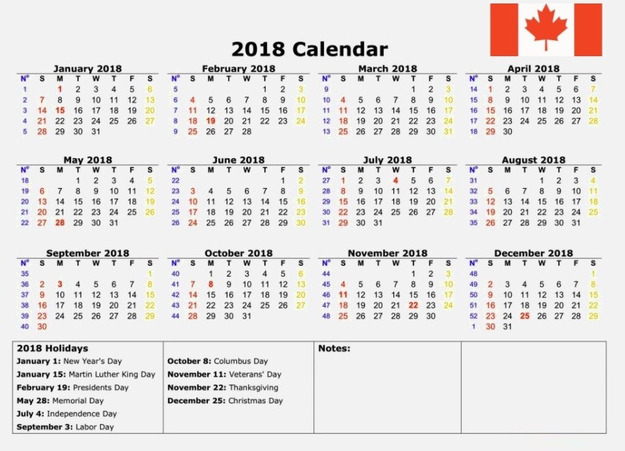 Free Printable Canadian Calendar Canada Calendar 2018