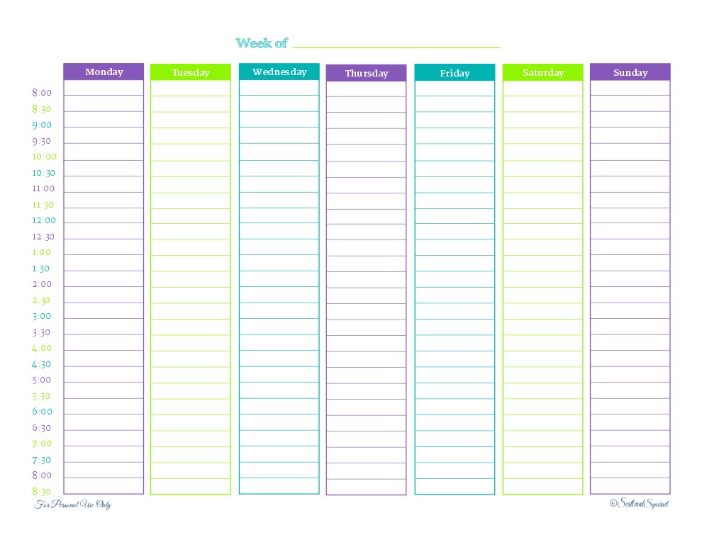 Free Printable Hourly Calendar Scattered Squirrel Got A Busy Week there S A Printable