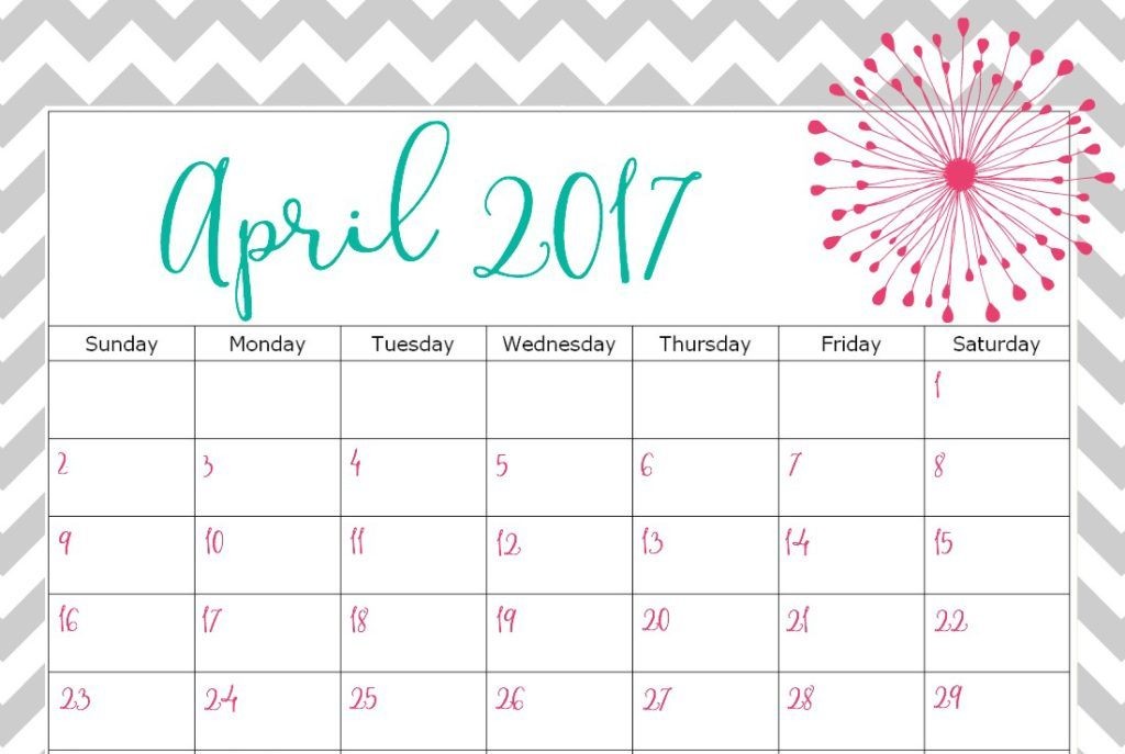 Free Printable Landscape Calendar April 2017 Calendar Landscape Calendar and