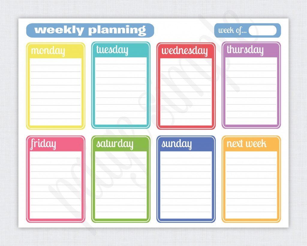 post weekly calendar printable