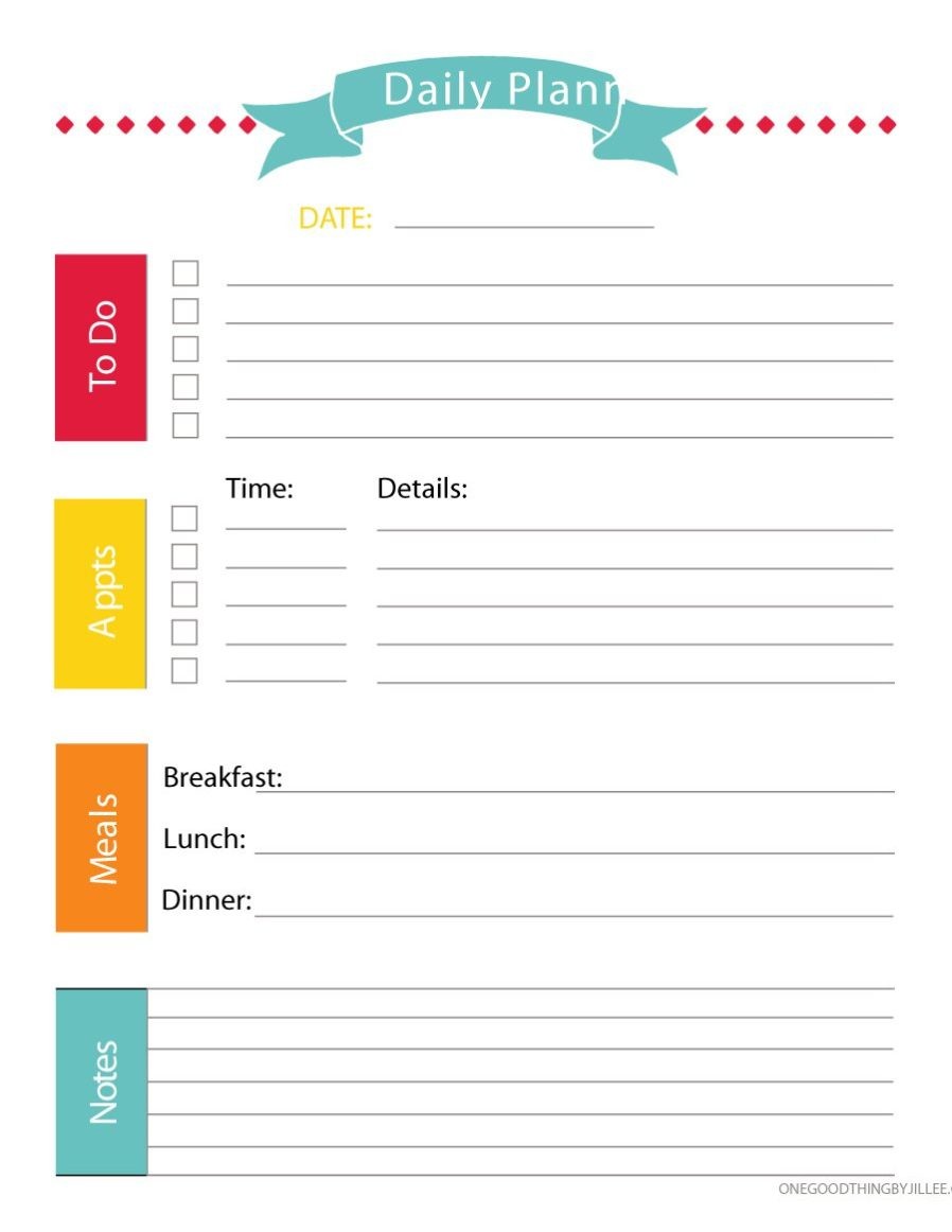 daily planner printable template 2017