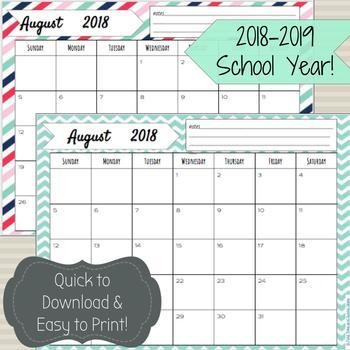 2018 2019 Editable Printable Calendar Growing Bundle