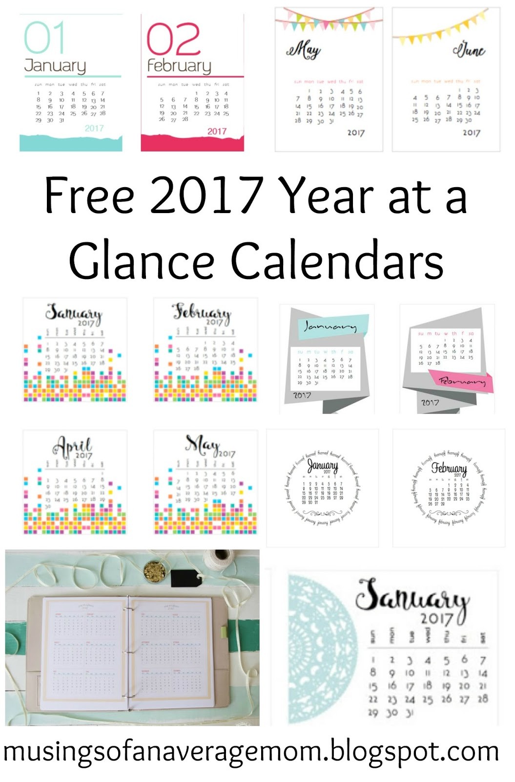 Free Printable Year at A Glance Calendar Musings Of An Average Mom 2017 Year at A Glance Calendars