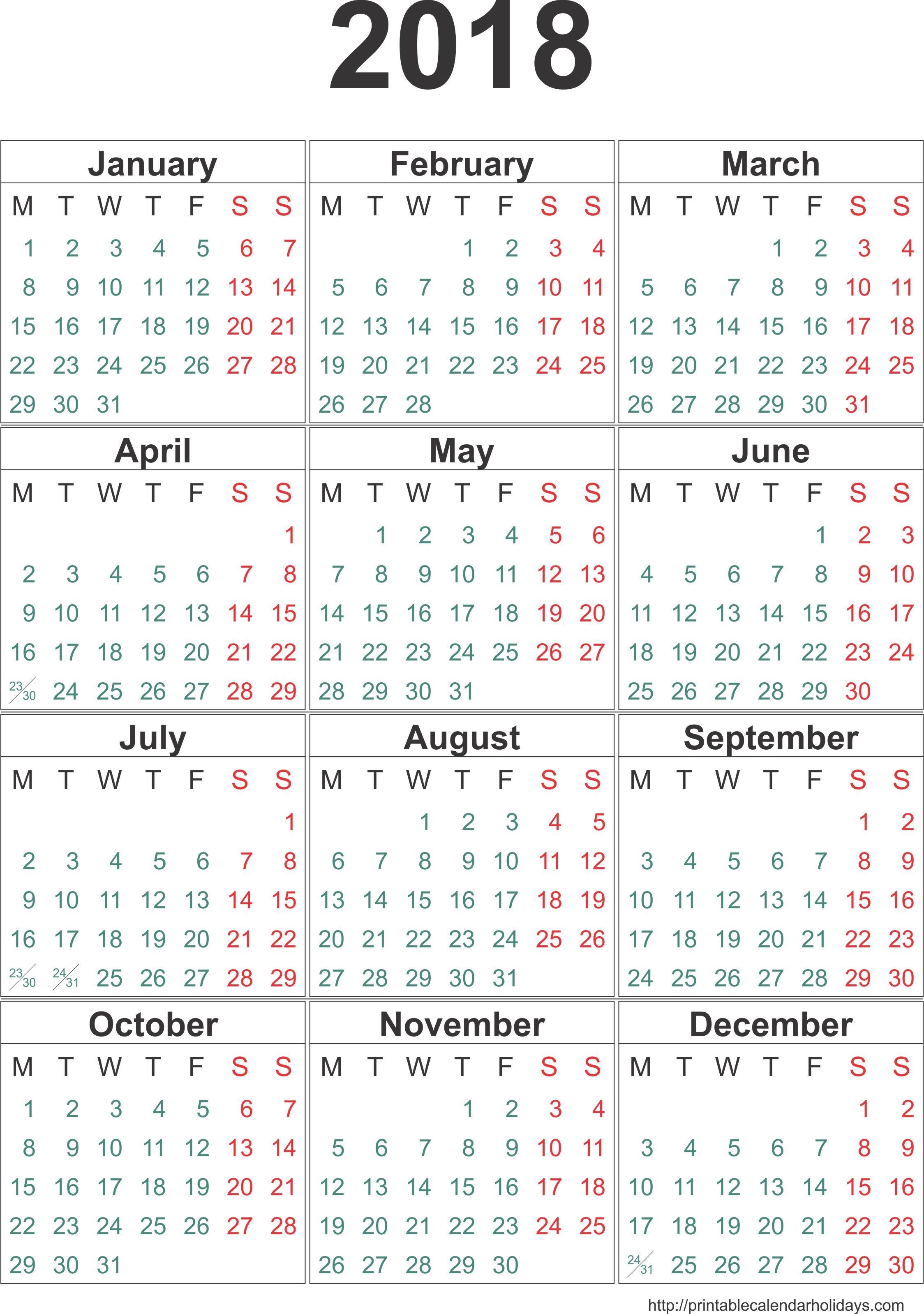 Unique Free Printable Yearly Calendar | Free Printable Calendar Monthly