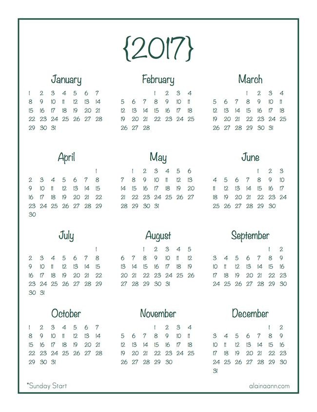 at a glance calendar