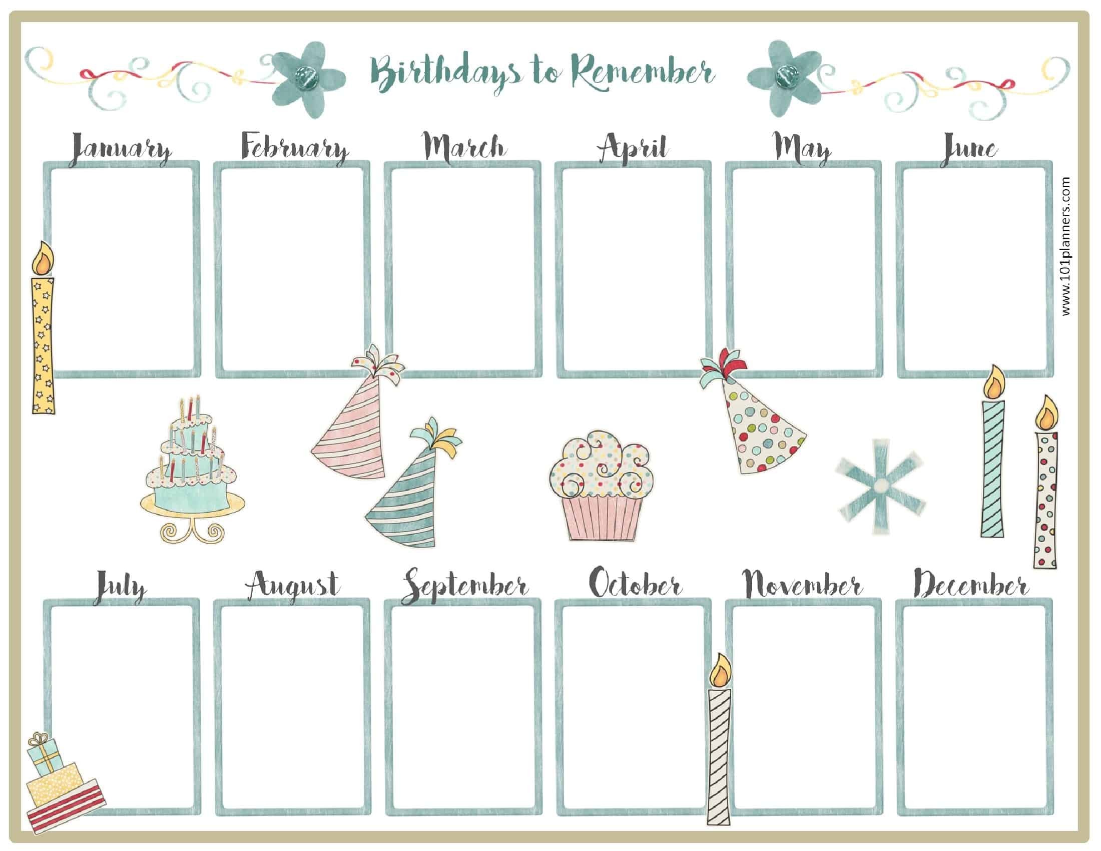 New Happy Birthday Calendar Printables | Free Printable Calendar Monthly