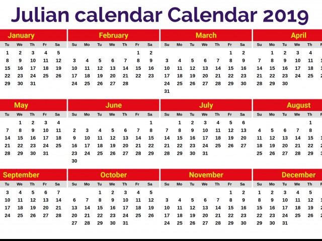 julian calendar 2019 calendar